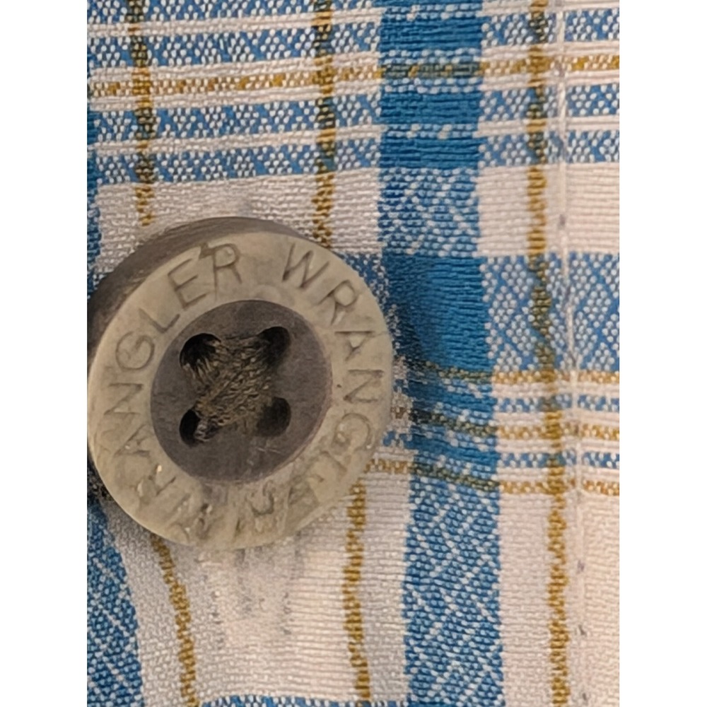 Wrangler Outdoor Blue Plaid Roll Sleeve Button Up Shirt Mens XL XLarge - Picture 3 of 8